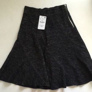 Zara Woman A Line Winter Skirt Gray